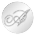 Letter A script initial faux silver monogram favor sticker