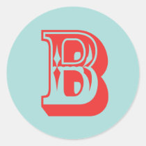Letter B carnival style monogram initial favor stickers
