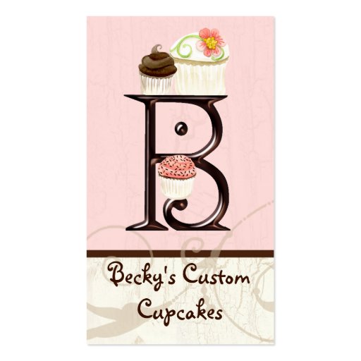 Letter B Monogram Dessert Bakery Business Cards (front side)