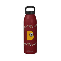 Letter B Monogram in Soccer Gold water bottles