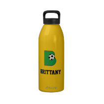Letter B Monogram in Soccer Green water bottles