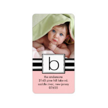 Letter B Monogram Vertical PHOTO Address Labels.