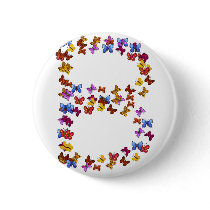 Letter B of colorful butterfly graphics Pinback Buttons