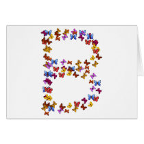 Letter B of colorful butterfly graphics Card