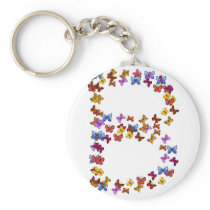 Letter B of colorful butterfly graphics Key Chains