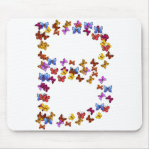 Letter B of colorful butterfly graphics Mousepads