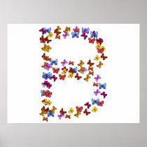 Letter B of colorful butterfly graphics Print