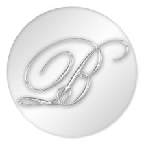 Letter B script initial faux silver monogram favor Stickers