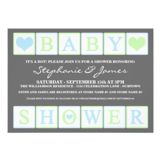 Letter Blocks Baby Shower (boy) Invitation