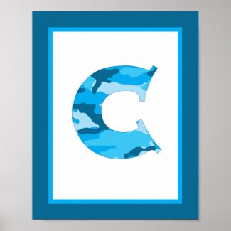 Letter C Camouflage Monogram Initial Wall Art Poster