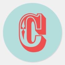 Letter C carnival style monogram initial favor stickers