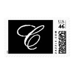Letter C Cursive Stamp Black & White