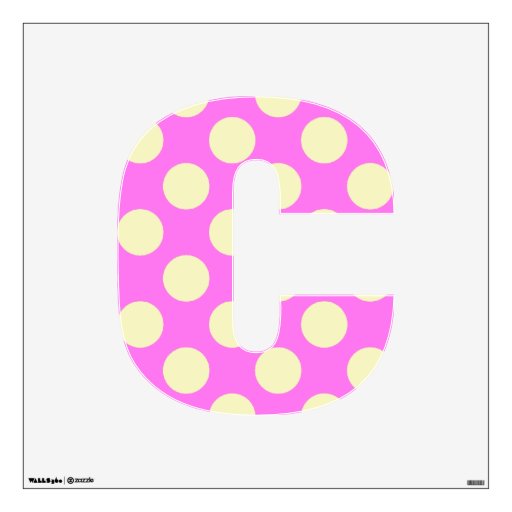 letter C cute kawaii polka dots shabby chic medium Room Sticker | Zazzle