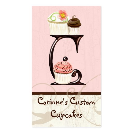 Letter C Monogram Dessert Bakery Business Cards (front side)