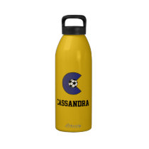 Letter C Monogram in Soccer Blue water bottles