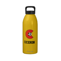 Letter C Monogram in Soccer Red water bottles