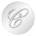 Letter C script initial faux silver monogram favor sticker