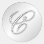 Letter C script initial faux silver monogram favor Sticker