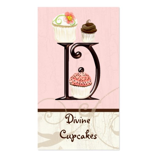 Letter D Monogram Dessert Bakery Business Cards (front side)