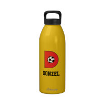 Letter D Monogram in Soccer Red water bottles