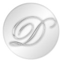 Letter D script initial faux silver monogram favor sticker