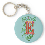 Letter E Alphabet Vines Print keychains