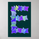 Letter E, Blue seaglass mosaic squares posters