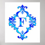 Letter F Blue Poster