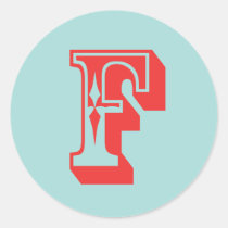 Letter F carnival style monogram initial favor stickers