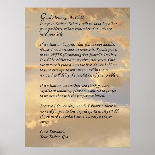 Letter From God Poster Zazzle