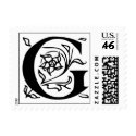 Letter G Fancy Initial Postage Stamps