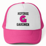 Letter G Monogram in Soccer Pink Trucker Hats