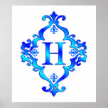 Letter H Blue Print
