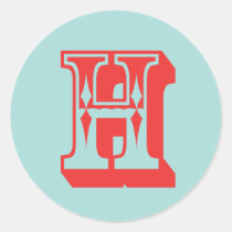 Letter H carnival style monogram initial favor stickers