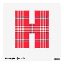 letter H sticker red plaid tartan college rock emo Wall Graphics
