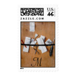 LETTER HOLDER IN WOOD MONOGRAM ,brown white Postage Stamps