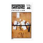LETTER HOLDER IN WOOD MONOGRAM ,brown white Stamps