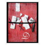LETTER HOLDER IN WOOD MONOGRAM red white black Personalized Letterhead
