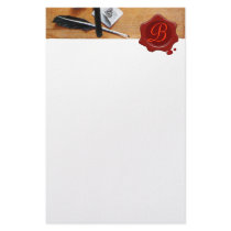 LETTER HOLDER IN WOOD RED WAX SEAL MONOGRAM brown Stationery
