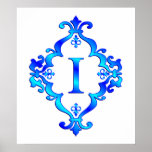 Letter I Blue Print