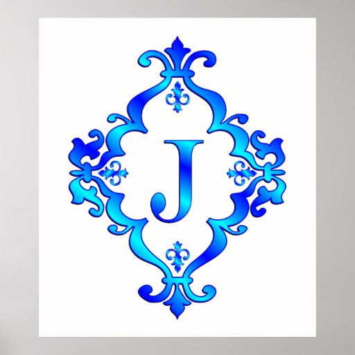Letter J Blue Posters