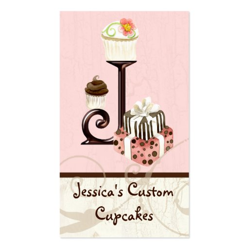 Letter J Monogram Dessert Bakery Business Cards