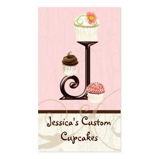 Letter J Monogram Dessert Bakery Business Cards (front side)