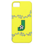 Letter J Monogram in Soccer Green iPhone 5 Cases
