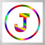 Letter J Rainbow Print