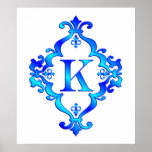 Letter K Blue posters