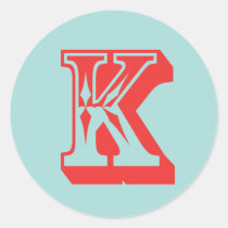 Letter K carnival style monogram initial favor stickers