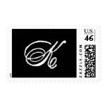 Letter K Cursive Stamp Black & White
