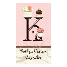 Letter K Monogram Dessert Bakery Business Cards