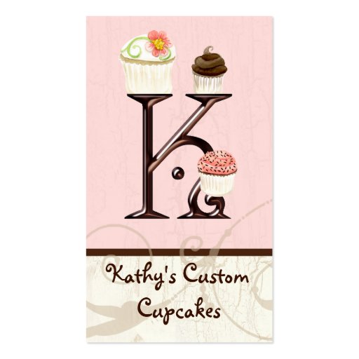Letter K Monogram Dessert Bakery Business Cards (front side)